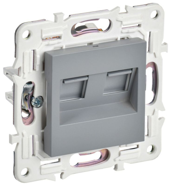 Розетка компьютерная двойн. RJ45 кат.5E SKANDY SK-K03Gr сер. IEK SK-K20-1-K03