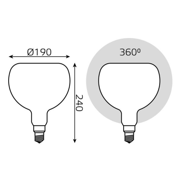 Лампа светодиодная филаментная Black Filament 10Вт A190 грушевидная матовая 4100К нейтр. бел. E27 890лм диммир. GAUSS 1017802210-D