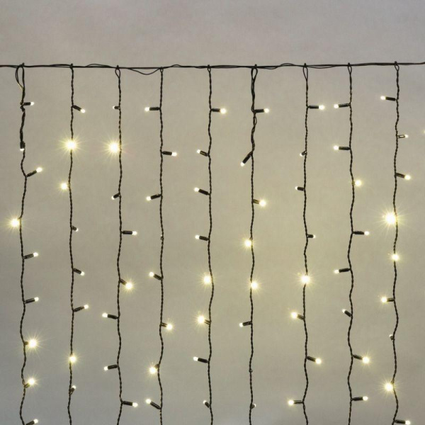 Гирлянда светодиодная "Светодиодный Дождь" 2х1.5м 360LED тепл. бел. 23Вт 230В IP65 постоян. свечение провод черн. (нужен шнур питания 303-500) Neon-Night 235-126