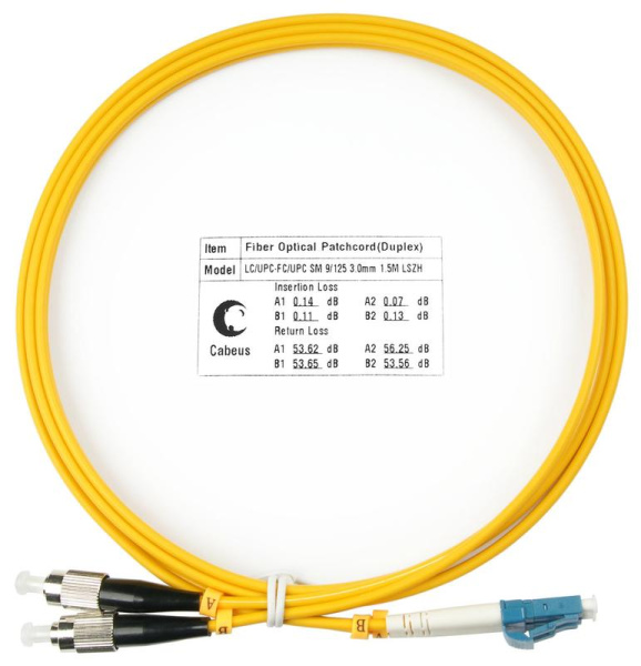 Шнур оптический FOP(d)-9-LC-FC-1.5m duplex LC-FC 9/125см 1.5м LSZH Cabeus 7508c