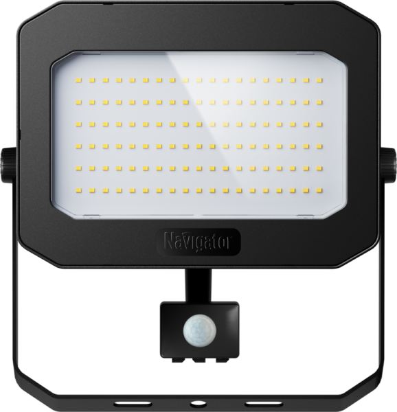 Прожектор светодиодный 95 203 NFL-05-100-6.5K-BL-D110-SNR-LED 100Вт 6500К IP65 12500лм с ИК датчиком движения черн. NAVIGATOR 95203