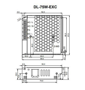 Драйвер для светодиодной ленты DONE POWER T70 DL-75W-V24-EXC 75Вт 24В IP20 99х53х26мм VARTON