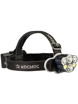 Фонарь налобный 2х4Вт T6 2х2Вт XPE 2x2Вт COB /Li-ion 2х1200мА.ч ABS пластик КОСМОС KOC852Lit