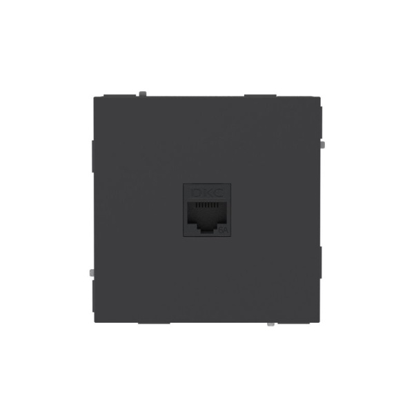 Розетка компьютерная 1-м KANT RJ45 кат.6A без шторки черн. уголь DKC 7012673