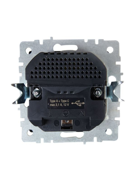 Розетка BRITE РЮш11-1-БрТБ 16А с USB A+C 18Вт с заземл. защ. шторки темн. механизм бронза IEK BR-R14-16-U22-018-K45