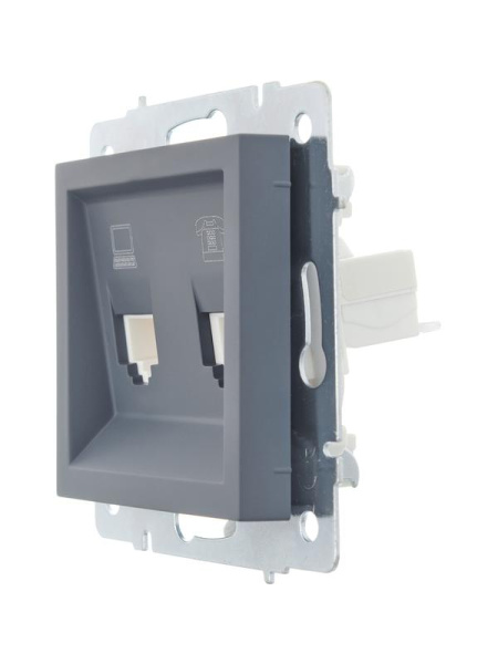 Розетка компьютерная + телефонная 2-м СП Vesna механизм графит LEZARD 742-3488-143