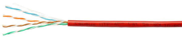 Кабель витая пара U/UTP кат.5E 4х2х24AWG solid PVC нг(А)-LS UTP-4P-Cat.5e-SOLID-RD красн. (уп.305м) Cabeus 7249c