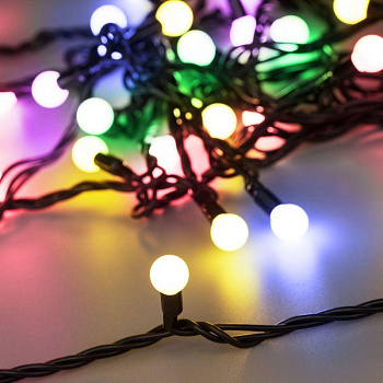 Гирлянда светодиодная ARD-BALL-CLASSIC-D13-10000-BLACK-100LED RGB (230В 7Вт) (IP65) Ardecoled 025573