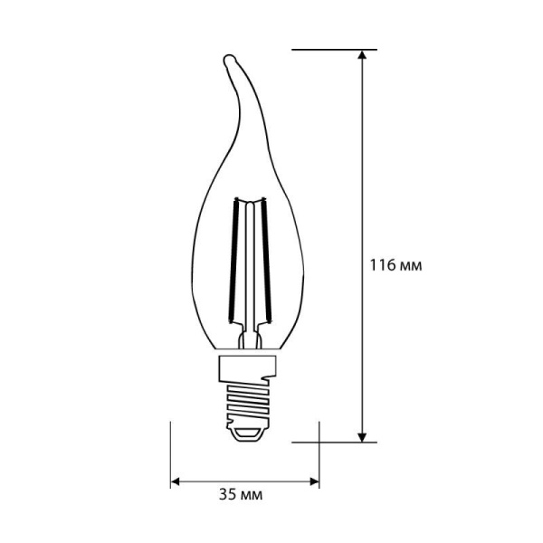 Лампа светодиодная филаментная LED12-CW35-FL/830/E14 12Вт свеча прозрачная 3000К тепл. бел. E14 220В Camelion 13710