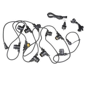 Гирлянда UDL-K121 10/E27/5M 5C IP65 BLACK BELT-LIGHT Белт-лайт 5м+1.5м сетевой шнур 10 патронов E27 шаг 50см 5 заглушек черн. Uniel UL-00007150
