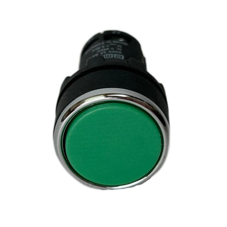 Кнопка нажимная моноблочная 22мм IP 40 1НО+1НО зел. EMAS MB101DY