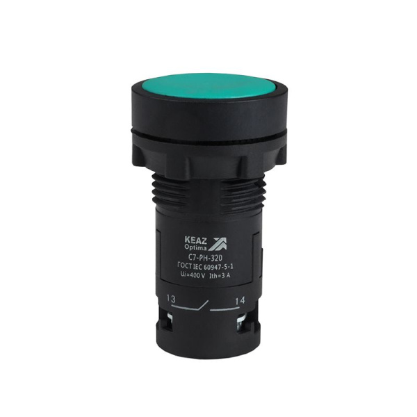 Кнопка с фиксацией OptiSignal Compact D22 С7-PH-320 зел. 2НО XB7NH33 КЭАЗ 362080