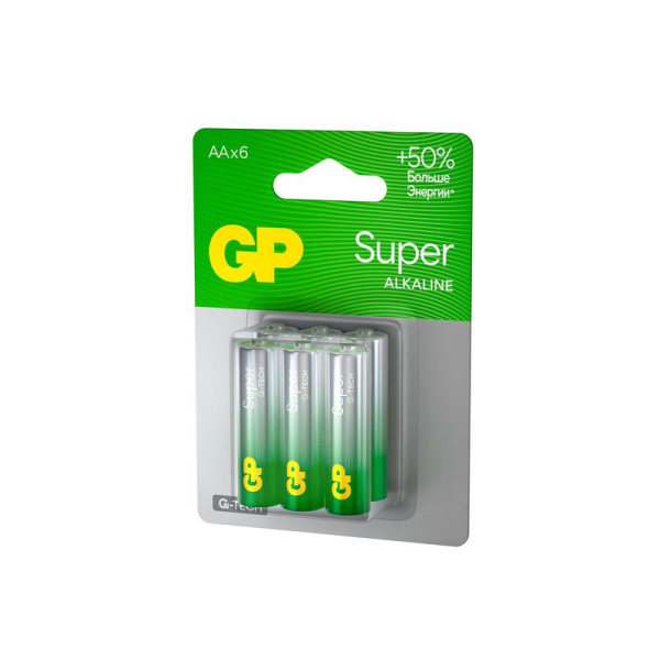 Элемент питания алкалиновый AA/LR6 1.5В Super Alkaline G-Tech 15AA21-2CRSBC6 36/720 (блист.6шт) GP 1228