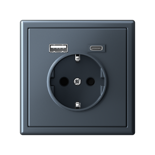 Розетка ArtGallery 16А с 2-мя заряд. устройствами USB A+C 5В/2.4А/3А 2х5В/1.5А механизм грифель SE GAL000732