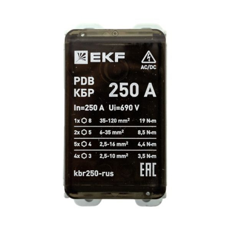 Блок распределительный клеммный КБР 250А EKF kbr250-rus