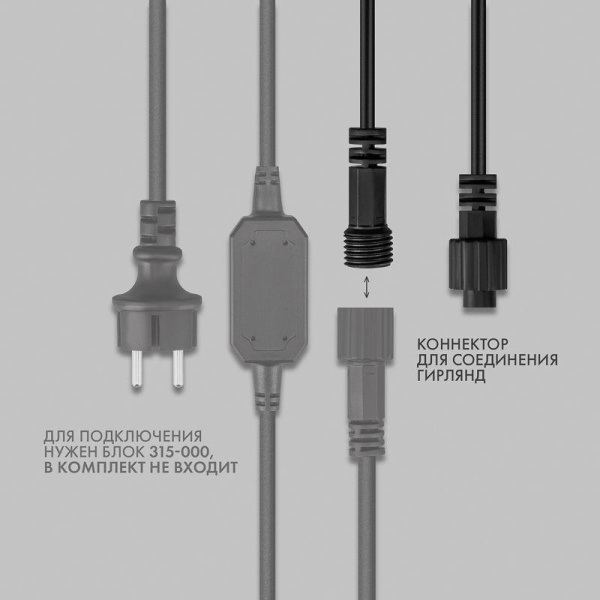 Гирлянда светодиодная "Айсикл" (бахрома) 5.6х0.9м 240LED желт. 16Вт 230В IP67 провод каучук черн. (нужен шнур питания 315-000) Neon-Night 255-241