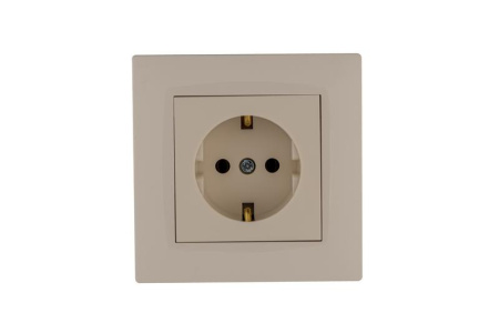 Розетка 1-м Karea RIZZ с заземл. керамика крем Makel 88010008
