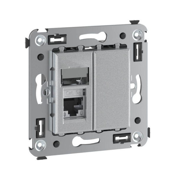 Розетка компьютерная 1-м СП Avanti "Закаленная сталь" RJ45 кат.5E экранир. DKC 4404363