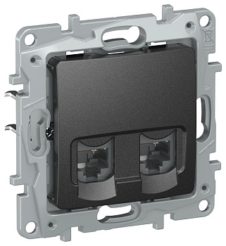 Розетка компьютерная 2-м IEKETIKA RJ45 кат.5Е UTP IP20 антрацит IEK 6726551