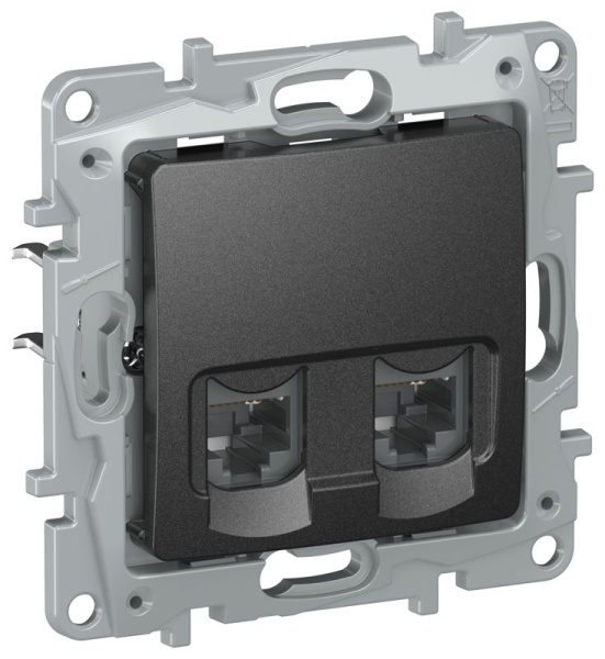 Розетка компьютерная 2-м IEKETIKA RJ45 кат.5Е UTP IP20 антрацит IEK 6726551