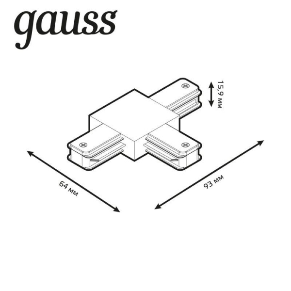 Коннектор Track однофазный для трековых шинопроводов (T) бел. GAUSS TR110