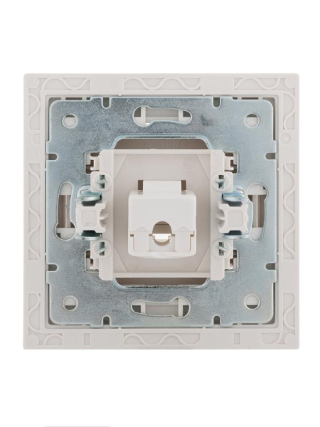 Розетка компьютерная 1-м СП Rain RJ45 с хром. боковой вставкой бел. LEZARD 703-0225-139