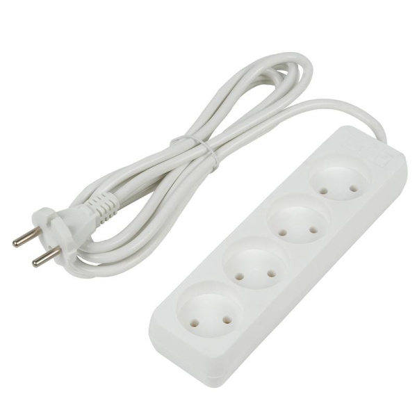 Удлинитель 4х3м без заземл. 10А Ultra S-CU4-3 WHITE бел. Uniel UL-00009988