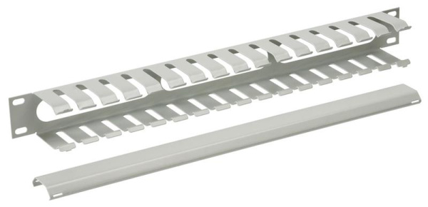 Органайзер кабельный JB07-1U-GY 19дюйм 1U с крышкой метал. (RAL7035) сер. Cabeus 7114c