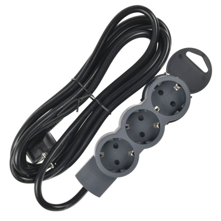 Удлинитель 3х3м 16А IP20 Стандарт 3х2P+E черн. IEK 695015