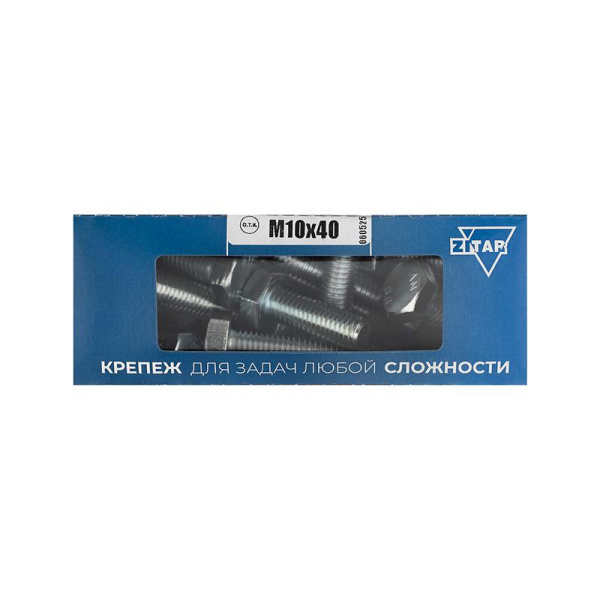 Болт с шестигранной головкой М10х40 DIN 933 оцинк. (уп.15шт) Tech-Krep/Zitar 105216