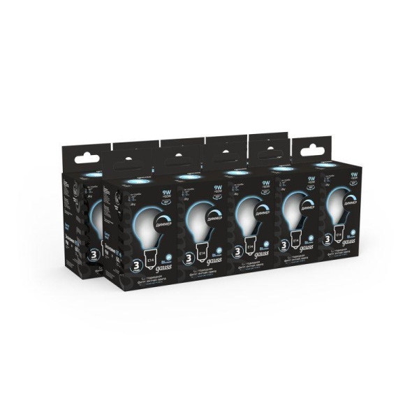Лампа светодиодная филаментная Black Filament 9Вт P45 шар матовая 4100К нейтр. бел. E14 610лм диммир. GAUSS 105201209-D