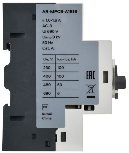 Выключатель автоматический защиты двигателя A1 GV2P 1-1.6А ARMAT IEK AR-MPCB-A1B16