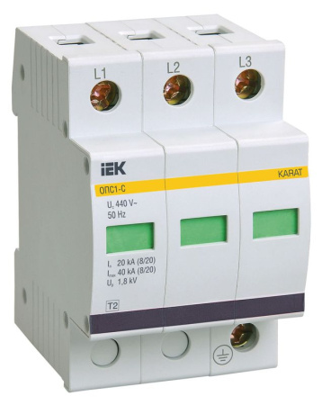 Ограничитель перенапряжения ОПС1-C 3P KARAT IEK MOP20-3-C