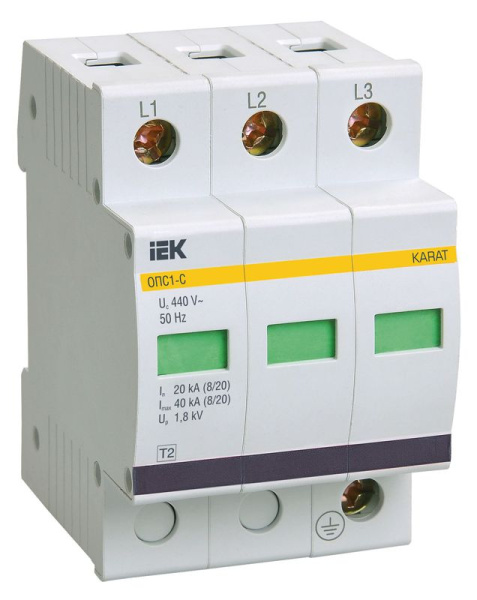 Ограничитель перенапряжения ОПС1-C 3P KARAT IEK MOP20-3-C