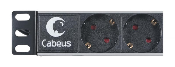Блок розеток 9-м PDU-9P-2IEC 10А горизонт. евростандарт для 19дюйм шкафов без выкл. вилка IEC 320 C14 шнур 2м алюм. Cabeus 7287c