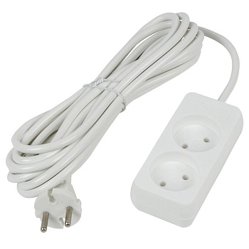 Удлинитель 2х5м без заземл. 10А Ultra S-CU2-5 WHITE бел. Uniel UL-00009978