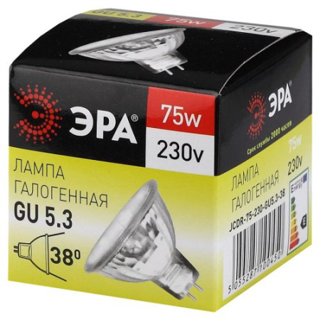 Лампа галогенная GU5.3-JCDR (MR16) -75W-230V-Cl ЭРА C0027366