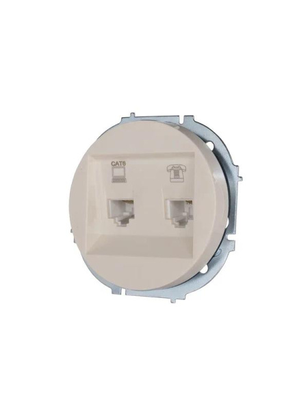Розетка компьютерная + телефонная OSEN RJ45 кат.6 + RJ11 с модулем механизм сл. кость LEZARD 743-9088-144