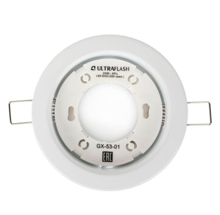 Светильник точечный GX-53-01 220В встраив. метал. бел. Ultraflash 14055