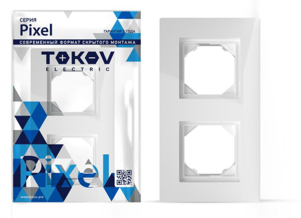 Рамка 2-м Pixel IP44 бел. TOKOV ELECTRIC TKE-PX-RM2-C01-IP44