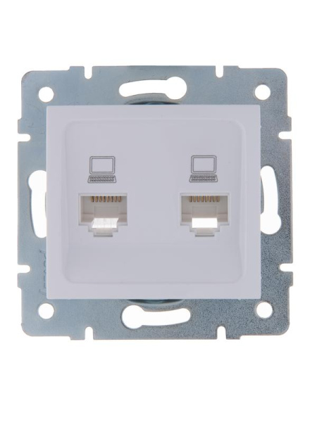 Розетка компьютерная 2-м СП Karina RJ45 механизм бел. LEZARD 707-0288-141