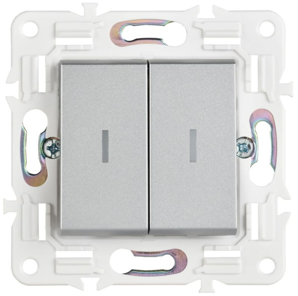 Выключатель 2-кл. SKANDY 10А SK-V09S с индикацией серебр. IEK SK-V20-1-10-K23