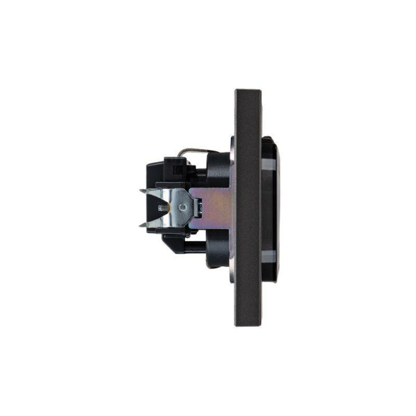 Розетка 1-м СП STRONG 16А с заземл. защ. шторки и крышкой графит Kranz KR-78-0702-6