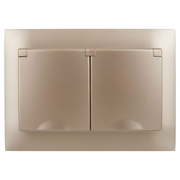 Розетка 2-м SKANDY 16А IP44 с крышкой в сборе SK-R12Sa песочн. IEK SK-R26-16-44-K98-F