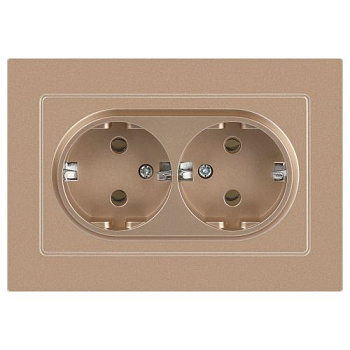 Розетка 2-м СП Accent 6-205-04 16А IP20 250В 2P+E Schuko AL/CU шампань Intro Б0063492