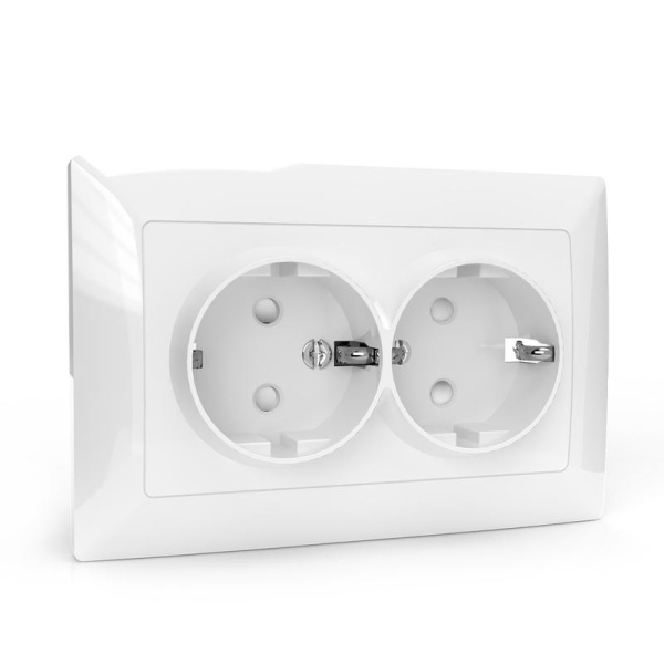 Розетка 2-м СП AVA 16А IP20 с заземл. защ. шторки в сборе бел. TOKOV ELECTRIC TKL-AV-R2FZSF-C01