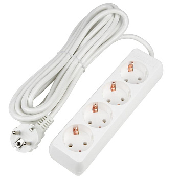 Удлинитель 4х5м с заземл. 16А Ultra S-GCU4-5 WHITE бел. Uniel UL-00010007