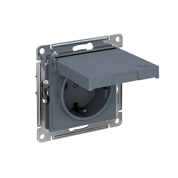 Розетка AtlasDesign 16А IP20 с заземл. защ. шторки с крышкой быстрозажим. клем. механизм грифель SE ATN000746S