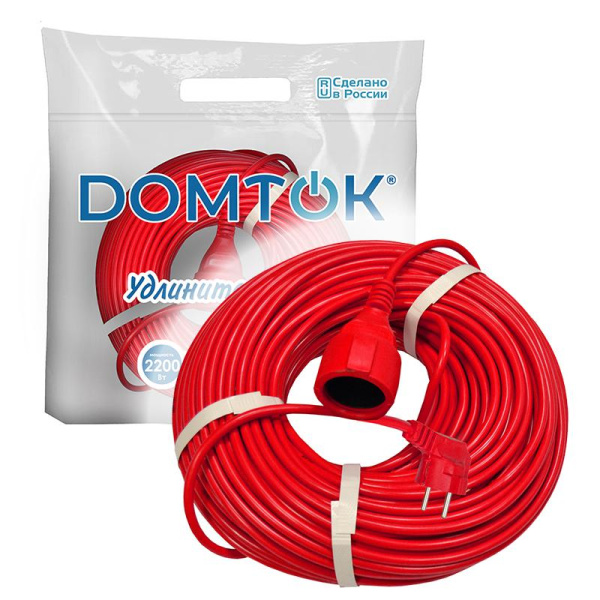Удлинитель-шнур 1х50м с заземл. 10А IP20 2.2кВт ПВС 3х1 DOMTOK 2495