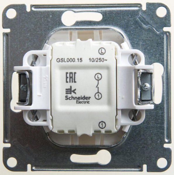 Кнопка нажимная 1-кл. СП Glossa 10А IP20 (сх. 1) 10AX механизм перламутр SE GSL000615